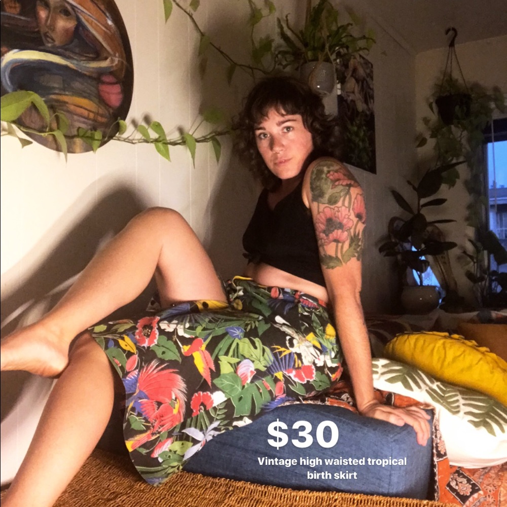 True Vintage high waisted tropical bird skirt